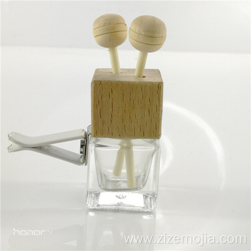 Square Car freshener perfume bottle with wooden cap